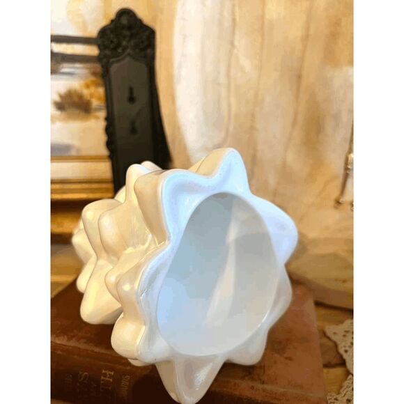 Vintage Mosser Glass Iridescent Pearl White Milk Glass Christmas Tree – 8 Inch - Picture 2 of 4